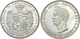 German States Reuss-Obergreiz 2 Thaler / 3-1/2 Gulden 1841 A Restrike
KM# 105; Silver; Heinrich XX