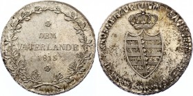 German States Sachsen-Weimar-Eisenach Thaler 1815 
AKS# 2; Dav# 843; Kahnt# 513 a; Thun# 382; Silver; "To the native country." With finer foliage edg...