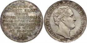 German States Saxony Vereinstaler Thaler 1839 G Rare
Dav# 876; KM# 1147.1; Silver; Friedrich August II; Visit to Dresden; UNC
