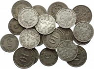 Germany - Empire Lot of 20 Coins 1876 -1915
5 10 Pfennig & 1/2 Mark 1876 - 1915; With Silver