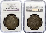 Germany - Empire Bavaria 5 Mark 1875 D NGC Fine Details Rim Damage
KM# 896; Silver; Ludwig II