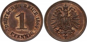 Germany - Empire Empire 1 Pfennig 1889 A
KM# 1; Copper; UNC