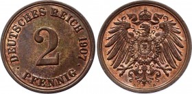 Germany - Empire Empire 2 Pfennig 1907 A
KM# 2; Copper; UNC