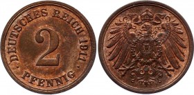 Germany - Empire Empire 2 Pfennig 1911 F
KM# 2; Copper; UNC