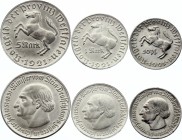 Germany - Weimar Republic Westphalia Lot of 3 Coins 1921 
50 Pfennig 1 & 5 Mark 1921
