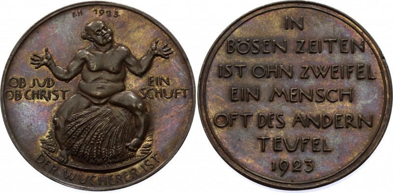 Germany - Weimar Republic Inflation Notzeiten "Wucherer" 1923 
21.65g 38mm; Eng...
