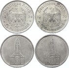 Germany - Third Reich Lot of 2 Coins 1934 -1935
5 Reichsmark 1934 & 1935 F; Silver