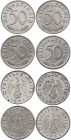 Germany - Third Reich 50 Reichspfennig 1944 BBDF
KM# 96; Aluminium. Lot of 4 not common dates of this type.