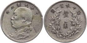 China 10 Cents 1914 
Zeno# 25153; Silver 2,82g.; Yuan Shih-Kai