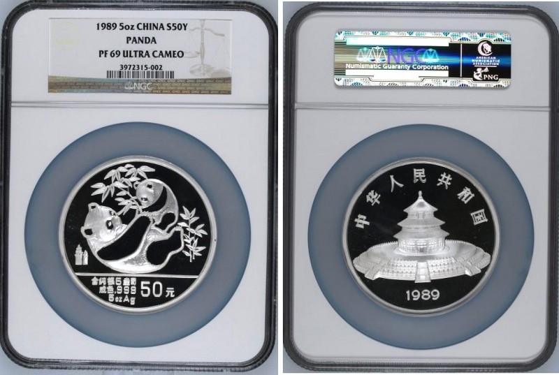 China 50 Yuan 1989 NGC PF69 UC
5 Oz Silver Panda