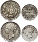 British India Lot of 2 Coins 1840 -1841
2 Annas & 1/4 Rupee 1840 - 1841; Silver; Victoria