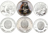 North Korea Lot of 3 Coins 1995 -2004
5 & 500 Won 1995 - 2004; Silver Proof; Panda