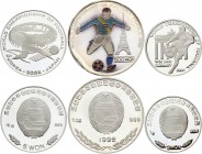 North Korea Lot of 3 Coins 1996 -2001
2 5 & 500 Won 1996 - 2001; Silver Proof; Football