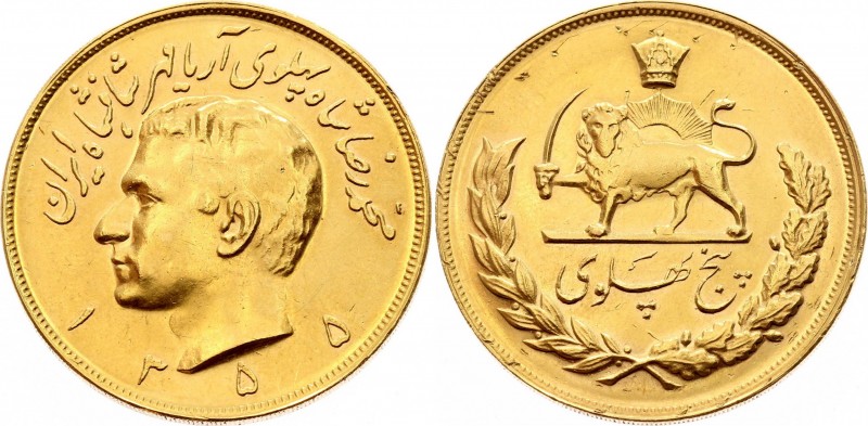 Iran 5 Pahlavi SH1355 
KM# 1202; Gold (.900), 40,40g.; Obv: Head left, legend a...