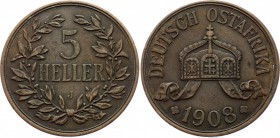 German East Africa 5 Heller 1908 J
KM# 11; Wilhelm II