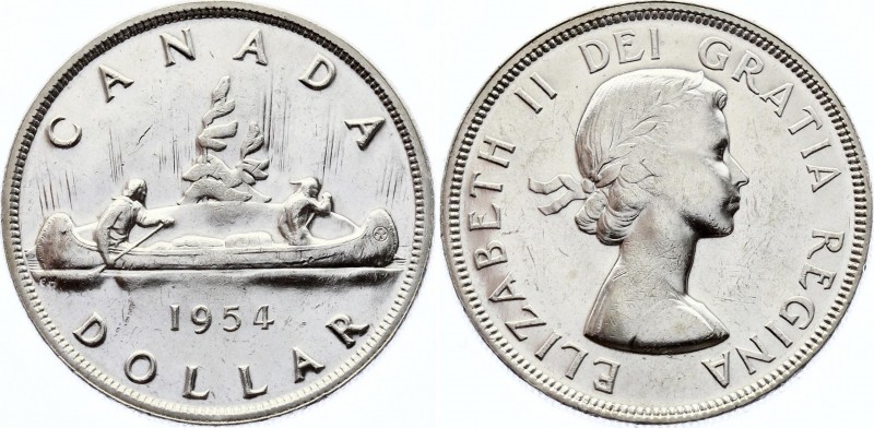 Canada 1 Dollar 1954 
KM# 54; Silver; Elizabeth II; UNC