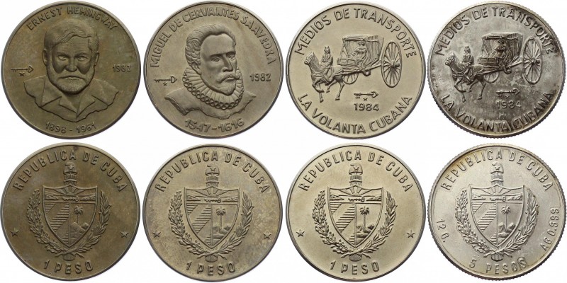 Cuba Lot of 4 Coins 1982 -1984
1 & 5 Pesos 1982 - 1984; Wih Silver