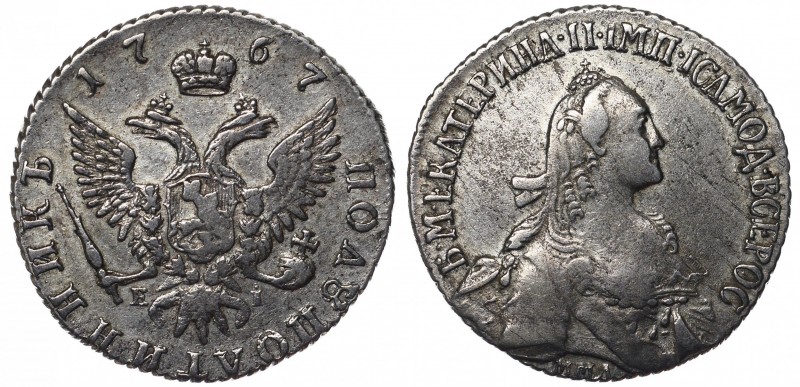 Russia Polupoltinnik 1767 ММД ЕI
Bit# 143; Silver 6.25g; Petrov-1 Rouble