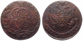 Russia 5 Kopeks 1779 EM
Bit# 630; Copper 54.75g; Eagle 1780-1787