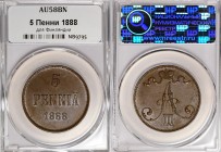 Russia - Finland 5 Pennia 1888 NNR AU 58 BN
Bit# 246; Copper; Mintаge 604.150