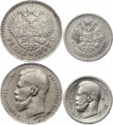 Russia Lot of 2 Coins 1897 
50 Kopeks 1897* & 1 Rouble 1897 **; Silver