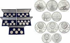 Russia - USSR Full Official Olympic Annual Coin Set 1977 -1980
In Original Blue Boxes with in Total 28 Coins: (x14) 10 Roubles & (x14) 5 Roubles 1977...