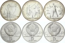 Russia - USSR Lot of 3 Coins 1980 
5 Roubles 1980; Silver; Olympics, Different Motives