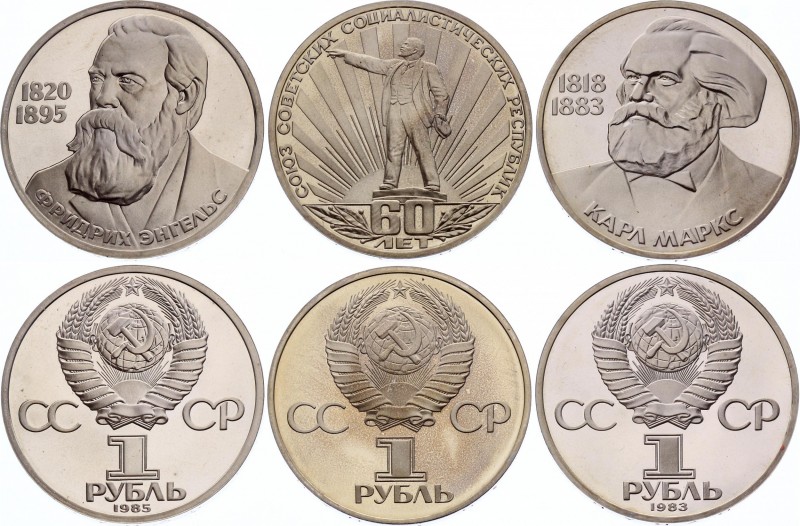 Russia - USSR Set of 3 Coins 1982 -1985
1 Rouble 1982, 1983, 1985; Proof; Karl ...