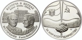 Russia - USSR Medal For Peace and Cooperation 1989 PROOF
Meeting of Gorbatschev and von Weizsäcker in Bonn; 28.6g
