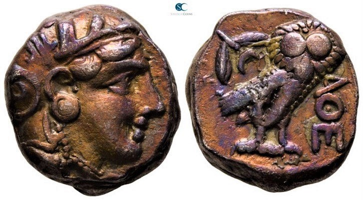 Attica. Athens circa 353-294 BC. 
Tetradrachm AR

22mm., 17,08g.

Helmeted ...