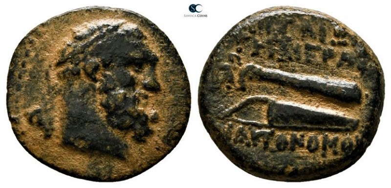 Cilicia. Aigeai circa 130-77 BC. 
Bronze Æ

13mm., 1,78g.

Bearded head of ...