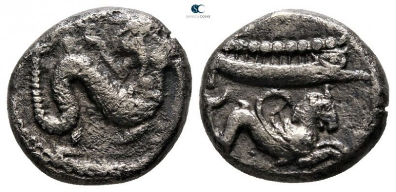 Phoenicia. Arados circa 440-420 BC. 
Tetrobol AR

13mm., 2,78g.

Ba’al-Arwa...
