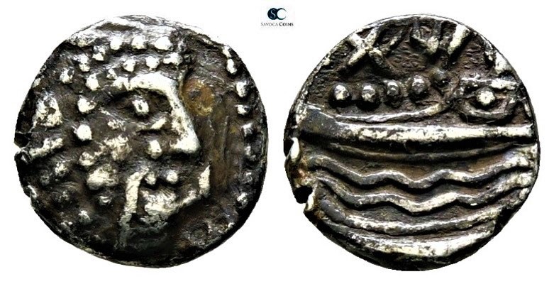 Phoenicia. Arados circa 380-350 BC. 
Obol AR

8mm., 0,59g.

Laureate head o...
