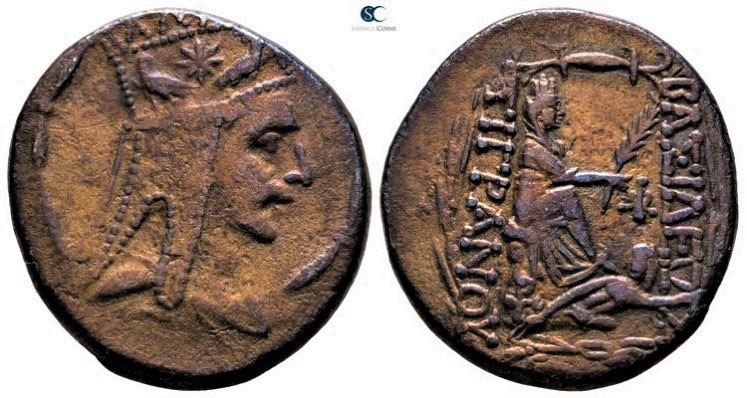 Kings of Armenia. Antioch. Tigranes II "the Great" 95-56 BC. 
Tetradrachm AR
...
