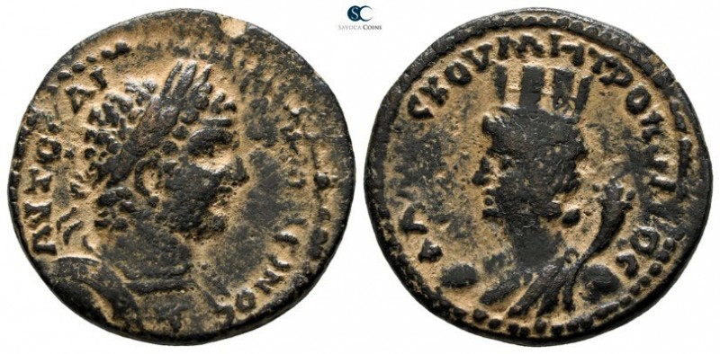 Coele. Damascus. Caracalla AD 198-217. 
Bronze Æ

23mm., 8,18g.

AYTO [K]AI...