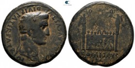 Augustus 27 BC-AD 14. Struck circa AD 10-14. Lugdunum (Lyon). Sestertius Æ