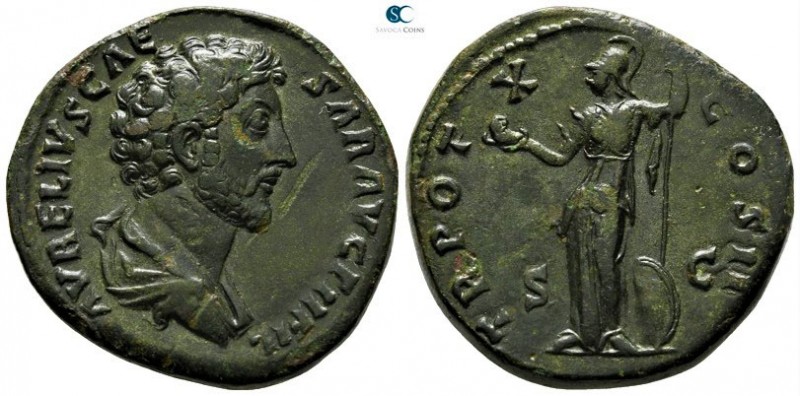 Marcus Aurelius as Caesar AD 139-161. Rome
Sestertius Æ

32mm., 26,10g.

AV...