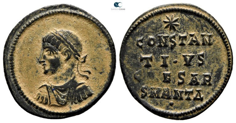Constantius II as Caesar AD 324-337. Antioch
Follis Æ

17mm., 2,27g.

Laure...
