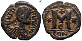 Justin I AD 518-527. Contemporary imitation (?). Constantinople. 5th officina. Follis Æ