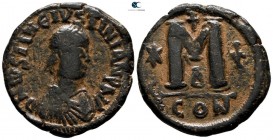 Justin I and Justinian I AD 527. Constantinople. 4th officina. Follis Æ