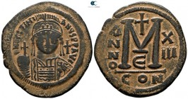 Justinian I AD 527-565. Dated RY 13=AD 539/40. Constantinople. 5th officina. Follis Æ