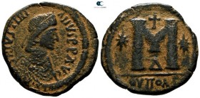 Justinian I AD 527-565. Struck AD 537-539. Theoupolis (Antioch). 4th officina. Follis Æ. Class IV