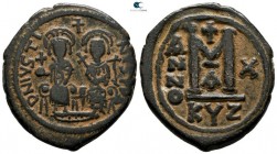 Justin II AD 565-578. Dated year 10 (AD 574/5). Cyzicus. Follis Æ