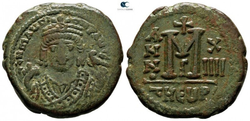 Maurice Tiberius AD 582-602. Dated RY 14=AD 595/6. Theoupolis (Antioch). 3rd off...