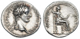 TIBERIO. Denario. Lugdunum (14-37 d.C.). R/ Livia a der. en trono con patas decoradas sobre línea. RIC-30. EBC-.