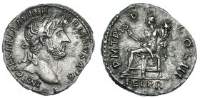 ADRIANO. Denario. Roma (119-122). R/ Felicitas sentada a izq. con cornucopia y caduceo; P. M. TR. P. COS III, en exergo FEL. P. R. RIC-120. EBC-.