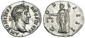 ANTONINO PÍO. Denario. Roma (145-161). R/ Aequitas a izq. con balanza y var; COS IIII. RIC-127. EBC-.