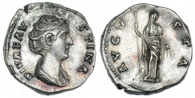 FAUSTINA LA MAYOR, (Esposa De Antonino Pío). Denario. Roma (141). A/ DIVA FAVSTINA. R/ Ceres a izq. con espigas y largo cetro; AVGVSTA. RIC-358. EBC.