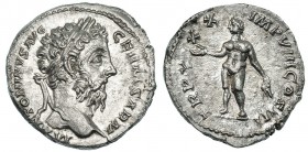 MARCO AURELIO. Denario. Roma (175-176). R/ Genius a izq. con pátera y espiga; TR. P. XXX. IMP. VIII. COS. III. RIC-353. EBC.