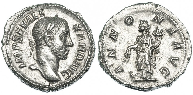 ALEJANDRO SEVERO. Denario. Roma (233-235). R/ Annona a izq. con cornucopia, dos ...